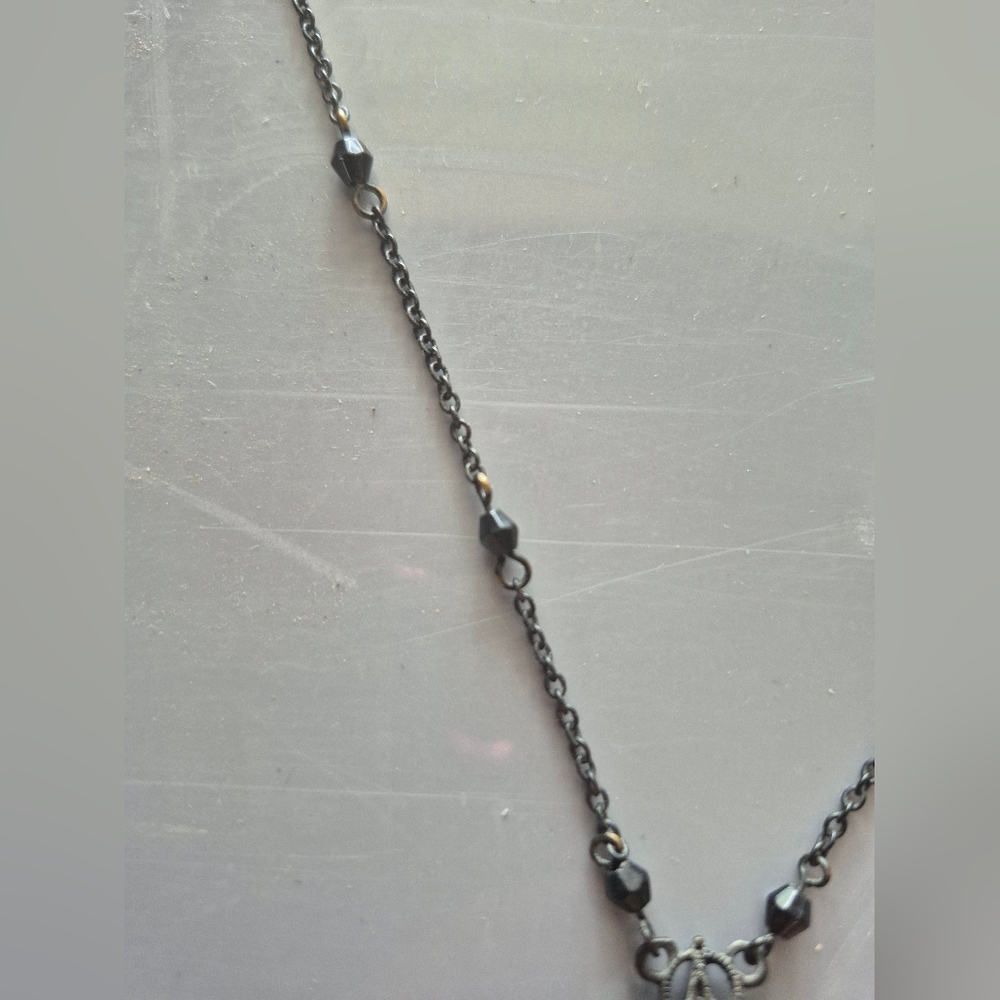 VINTAGE Late 90s Elegant Black Sparkly Beaded Necklace personal collection - Picture 4 of 7